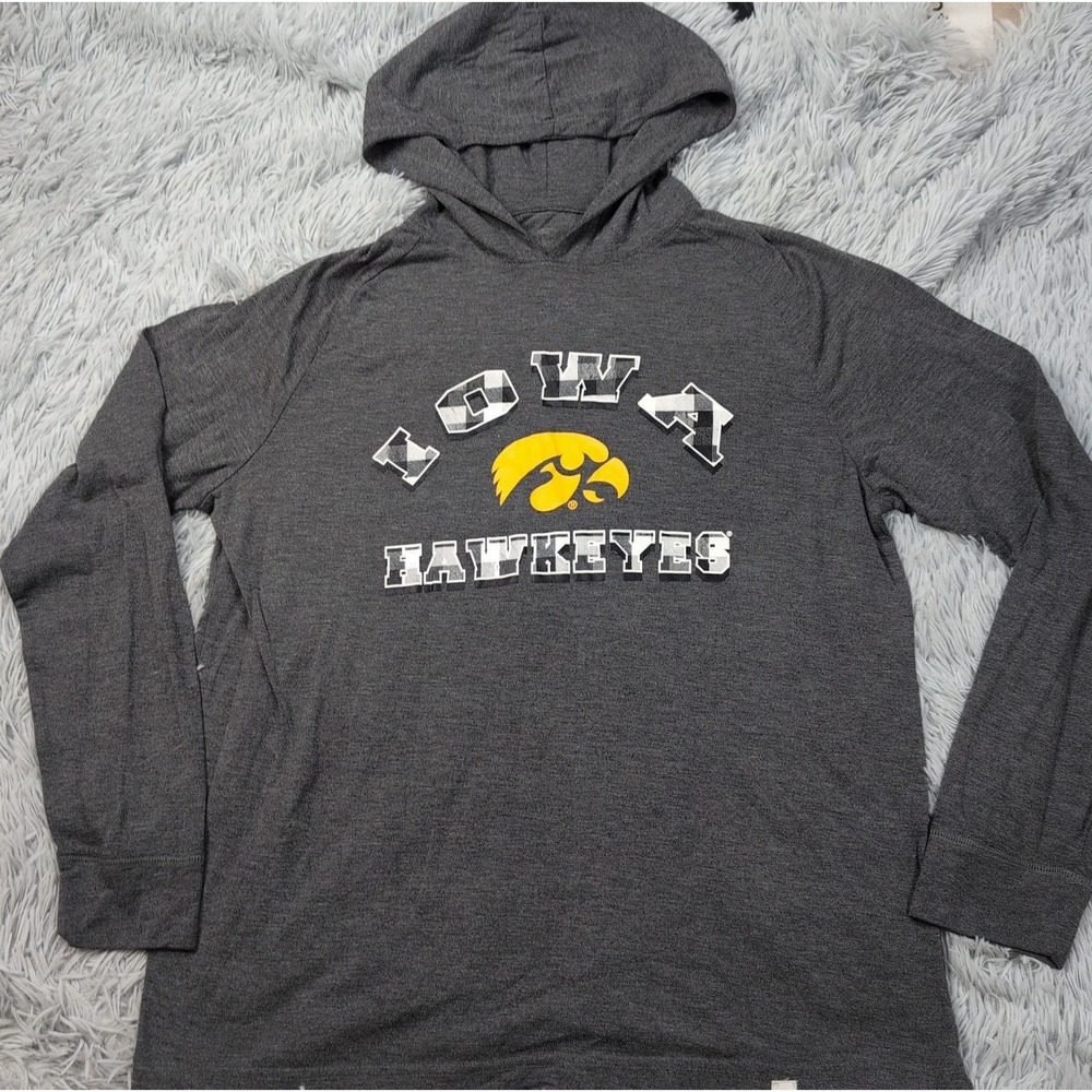 Iowa Hawkeyes Sweatshirt Womens L Gray Hoodie University Athletic Lightweight